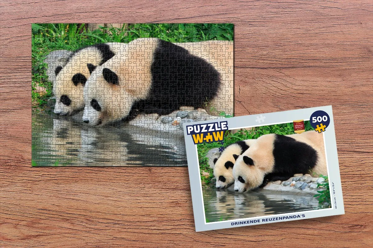 PuzzleWow Puzzel Panda Legpuzzel 500 Stuks - Multicolor