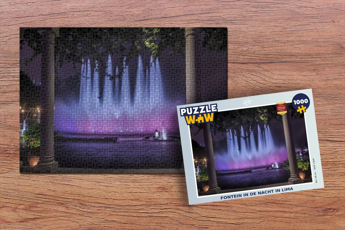 PuzzleWow Legpuzzel Lima Nachtbron 1000 Stuks - Multicolor