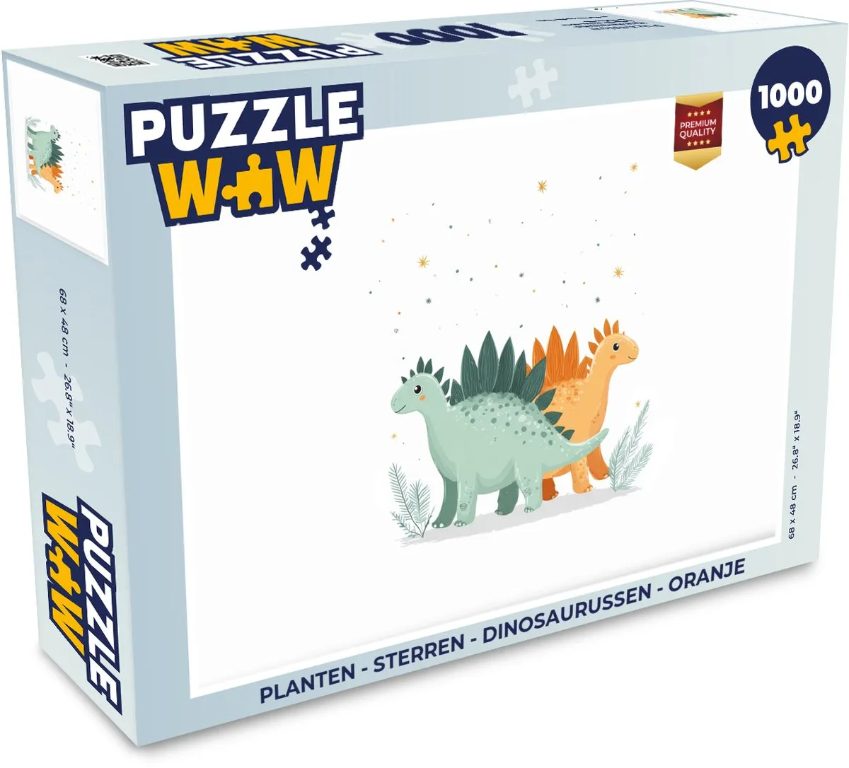 PuzzleWow Legpuzzel 1000 Stuks - Planten, Sterren & Dinosaurussen - Oranje