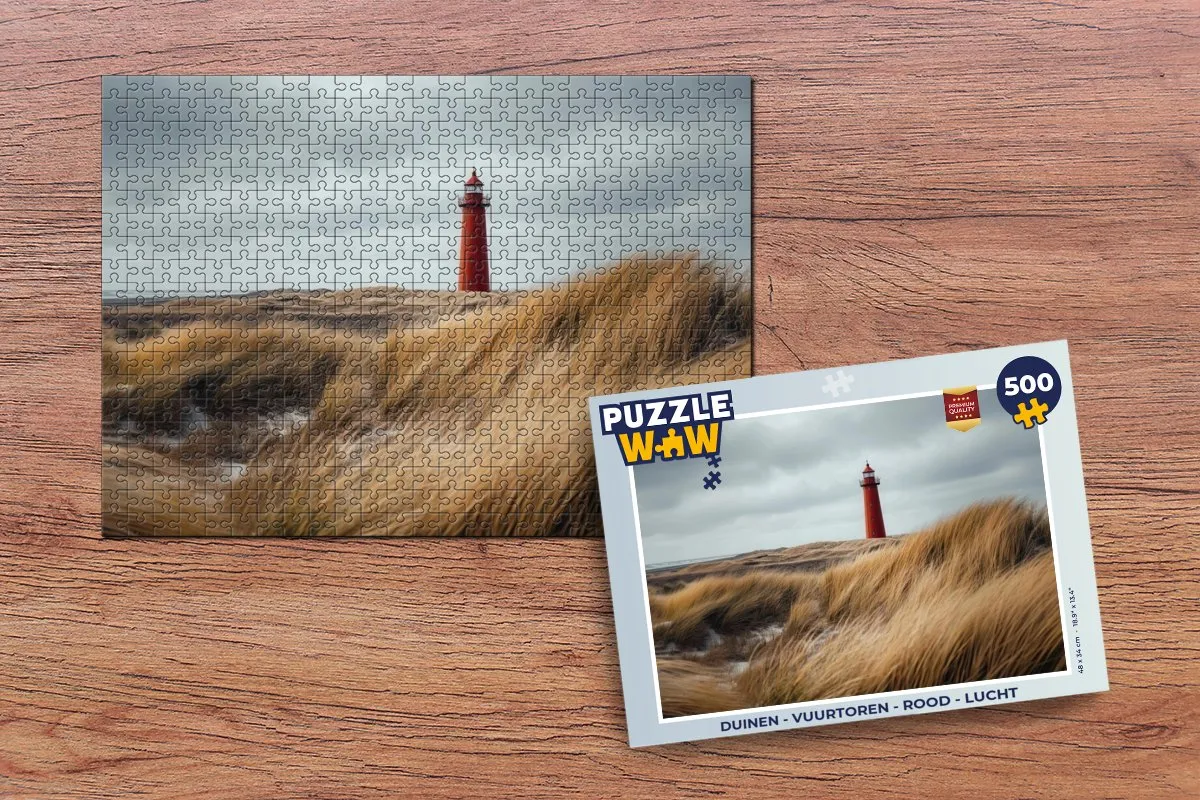 PuzzleWow Duinen Vuurtoren Legpuzzel 500 Stuks - Rood