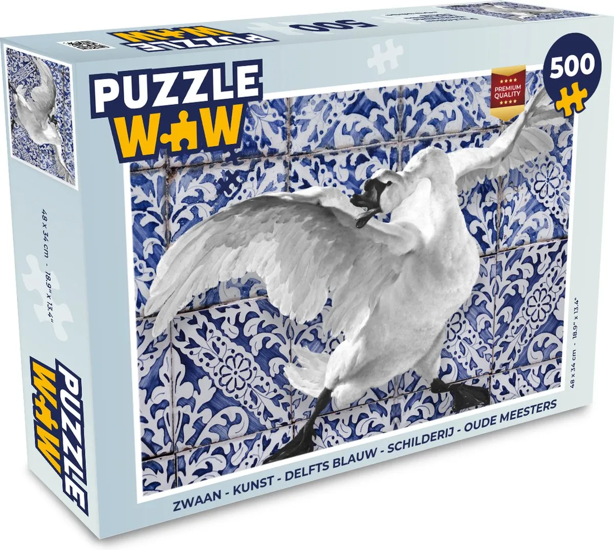 PuzzleWow Zwaan Legpuzzel 500 Stuks - Delfts Blauw