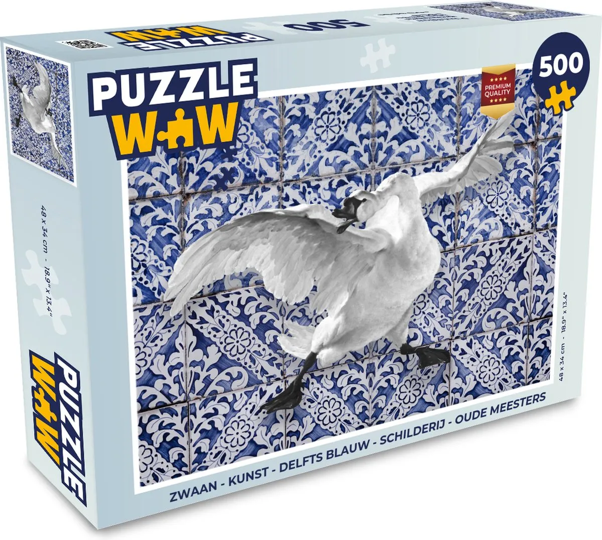 PuzzleWow Zwaan Legpuzzel 500 Stuks - Delfts Blauw