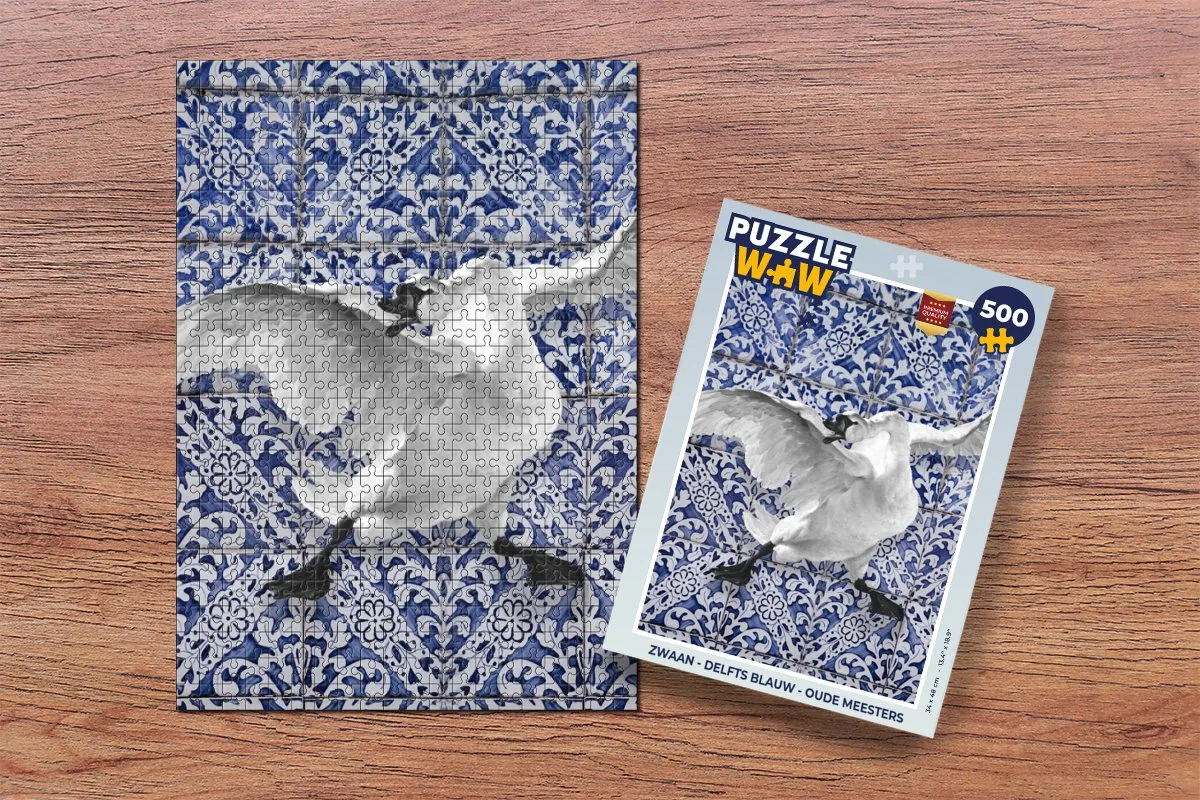 PuzzleWow Zwaan Legpuzzel 500 Stuks - Delfts Blauw