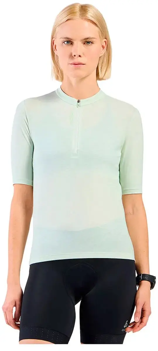 Odlo Essential Korte Mouw Wielertrui Groen XS Vrouw