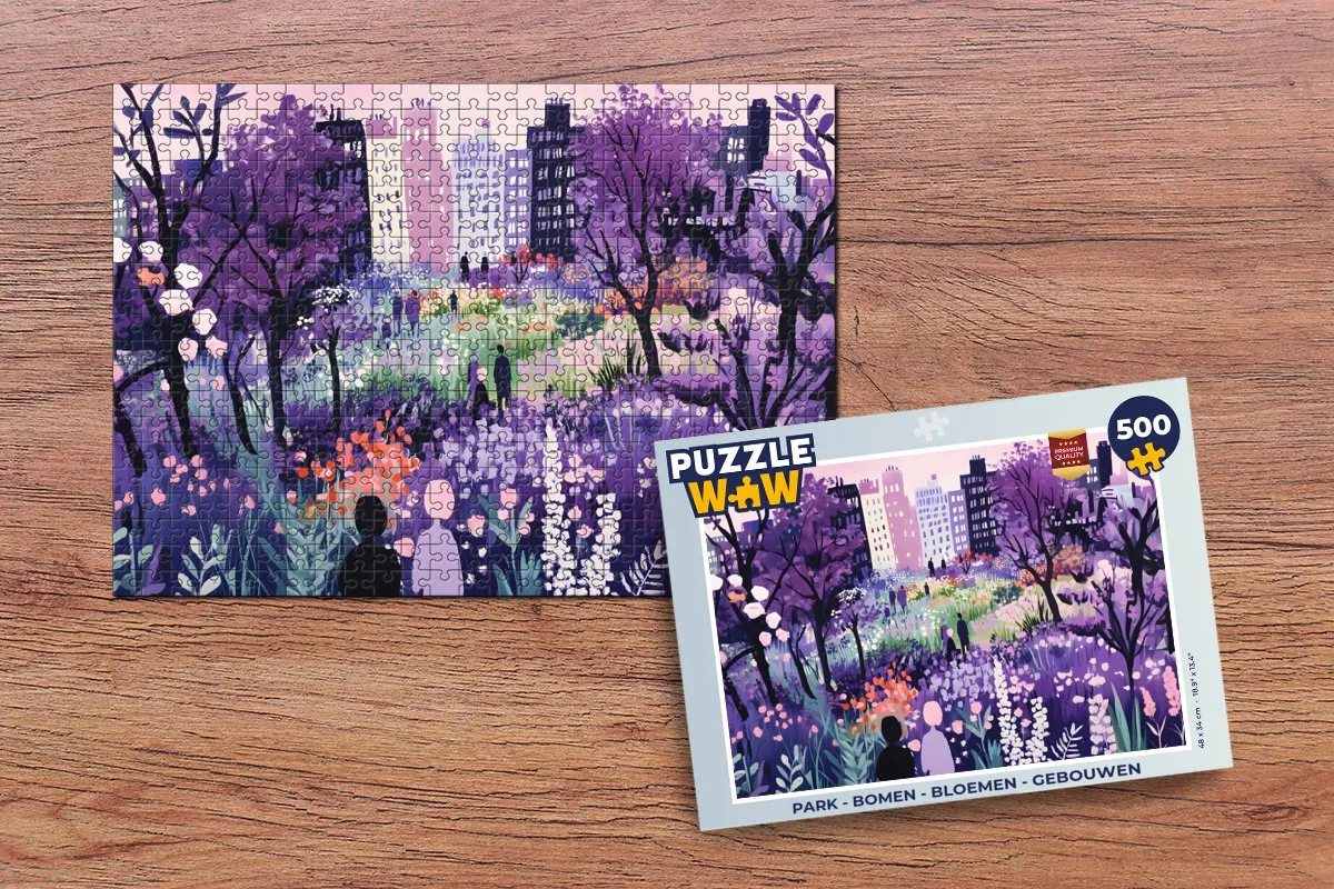 PuzzleWow Legpuzzel Park 500 Stuks - Bomen/Gebouwen