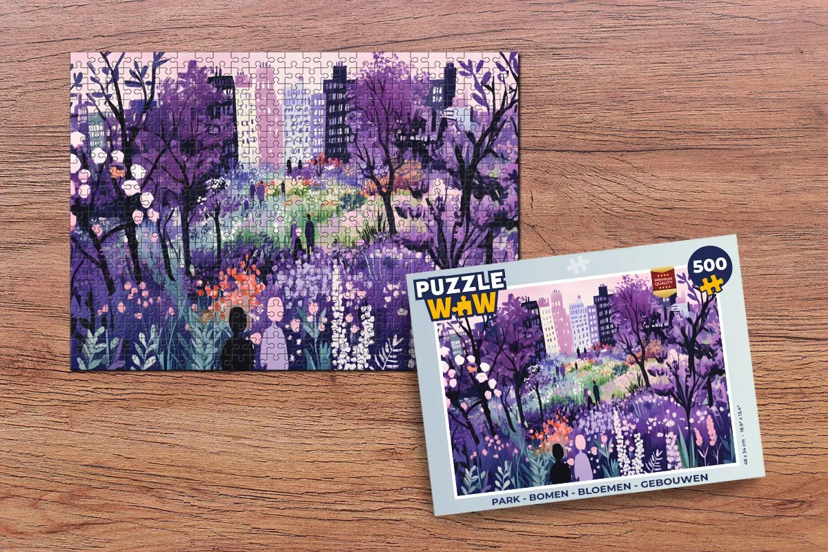 PuzzleWow Legpuzzel Park 500 Stuks - Bomen/Gebouwen