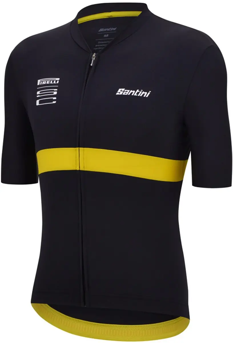 Santini Pirelli Korte Mouw Wielertrui M - Black