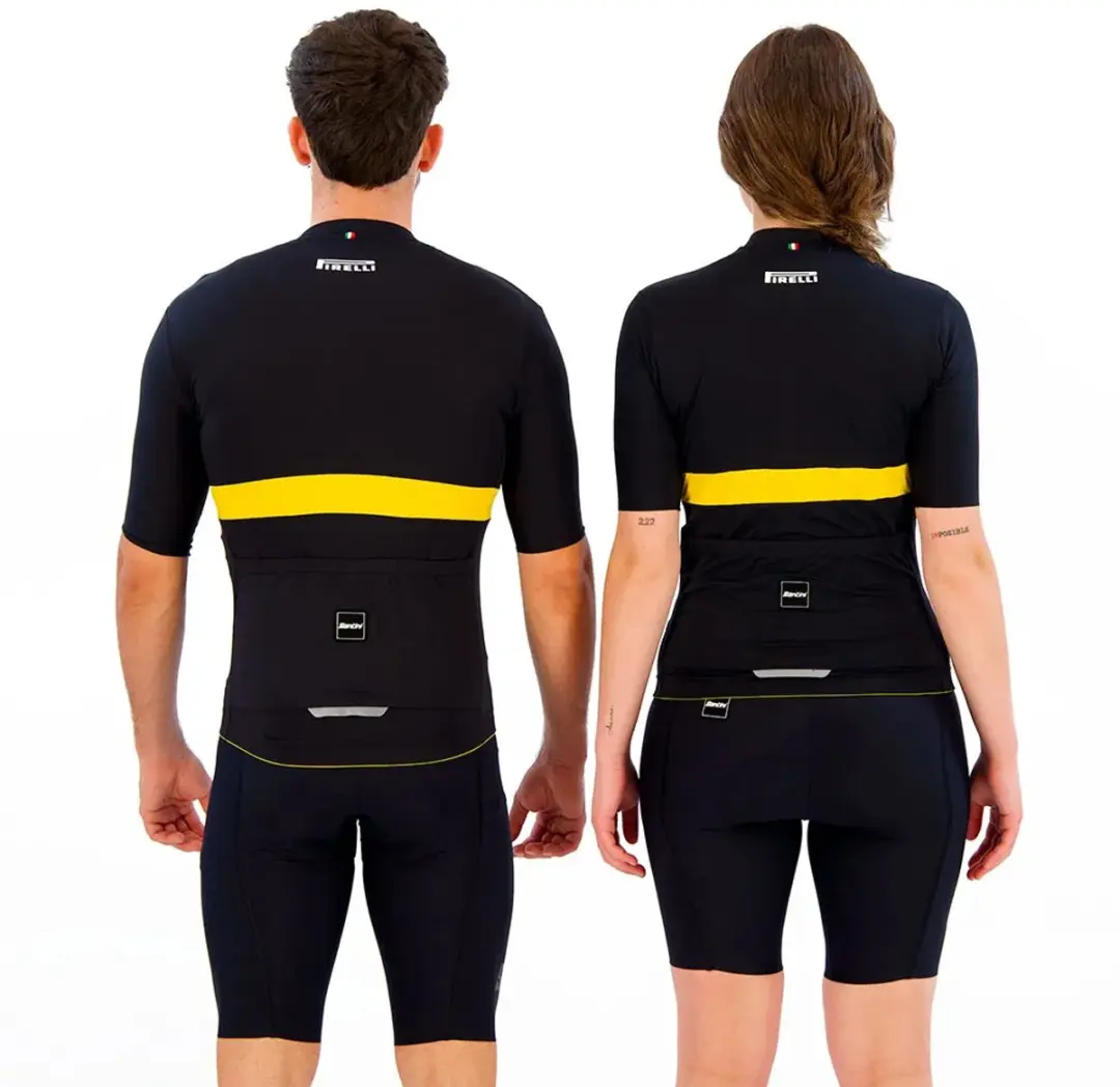 Santini Pirelli Korte Mouw Wielertrui M - Black