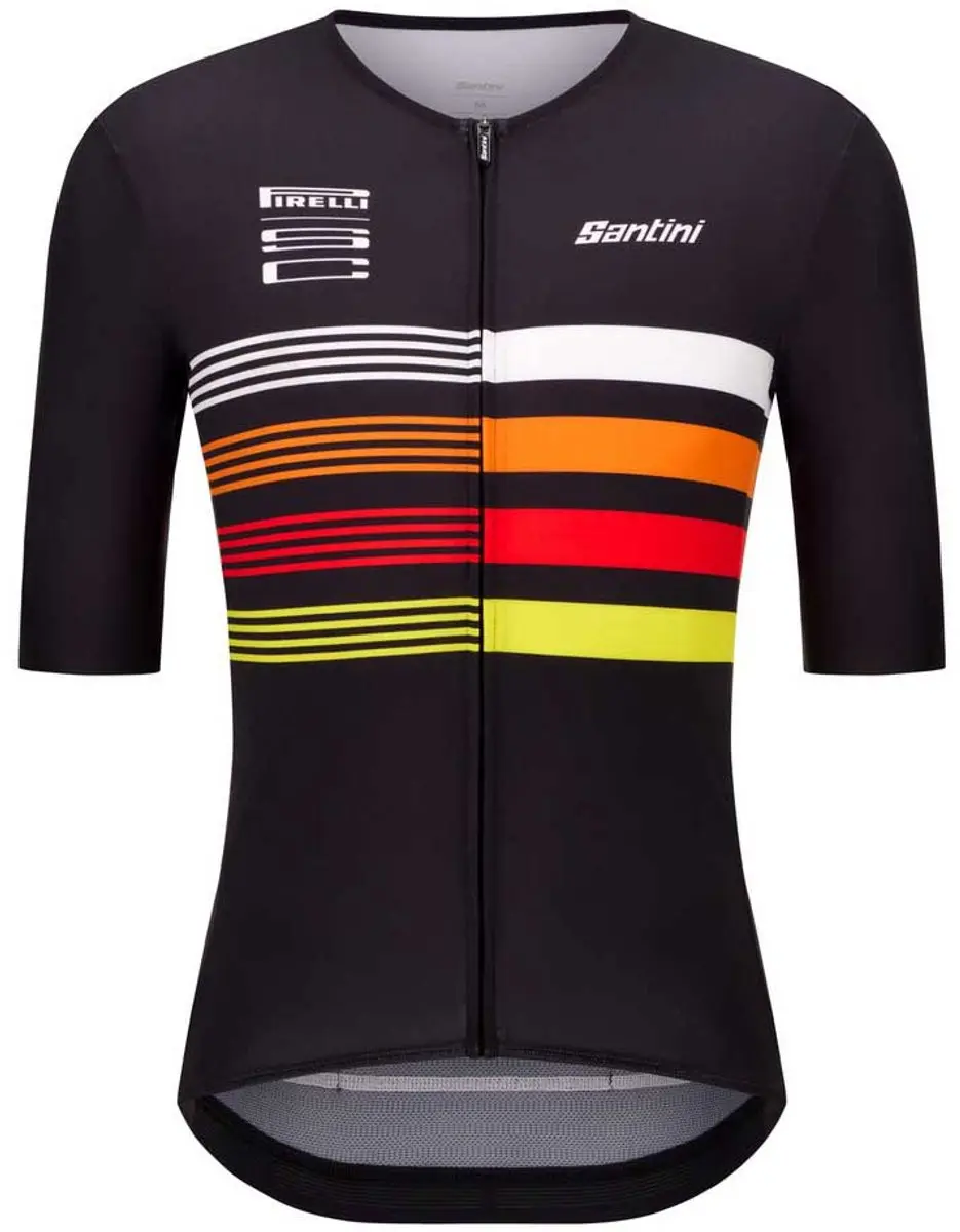 Santini Pirelli Tape Korte Mouw Wielertrui Zwart 3XL