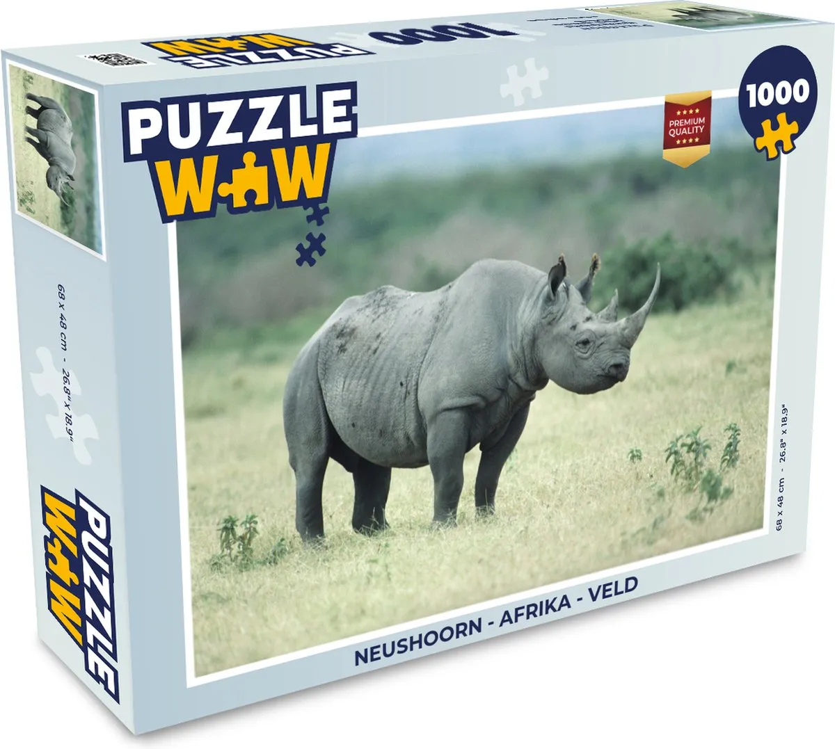 PuzzleWow Neushoorn Afrika Veld Legpuzzel 1000 Stuks