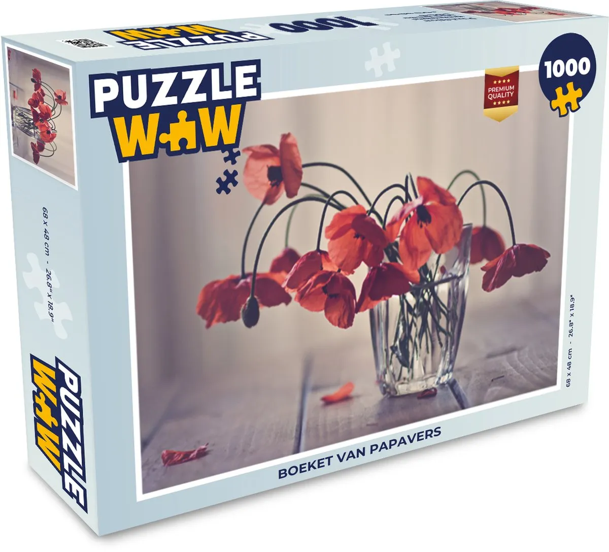 PuzzleWow Boeket van Papavers Legpuzzel 1000 Stuks - Multicolor