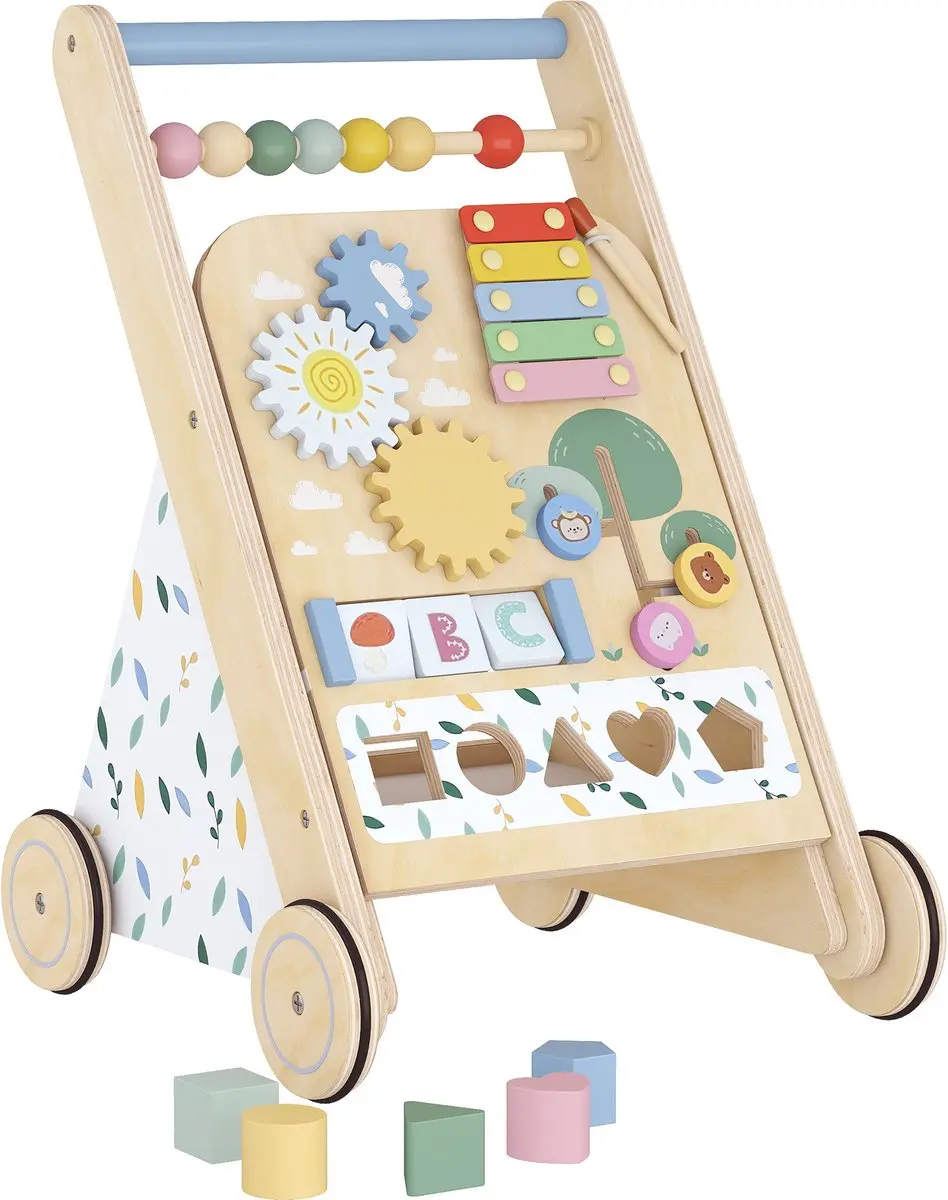 AIYAPLAY Baby Walker Meerlaags Paneel 34,5 x 32,4 x 46 cm Natuurlijk Hout