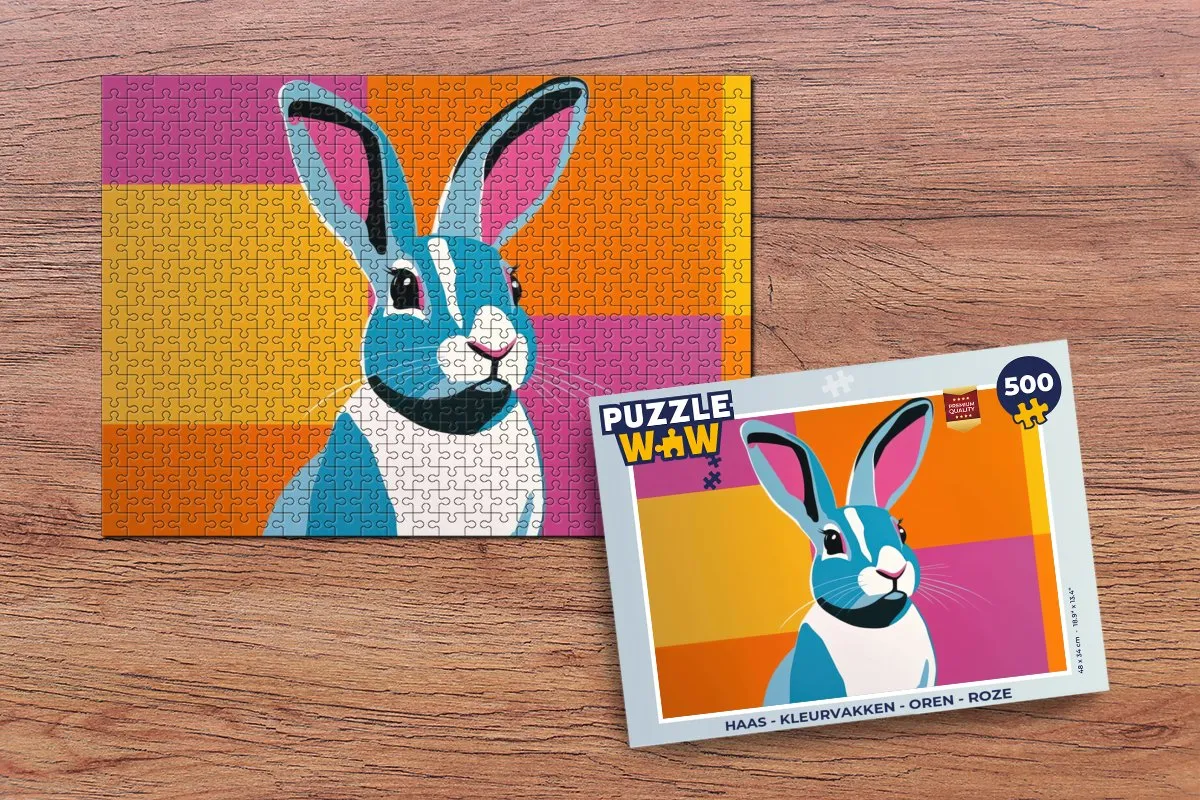 PuzzleWow Haas Kleurvakken Legpuzzel 500 Stuks - Roze