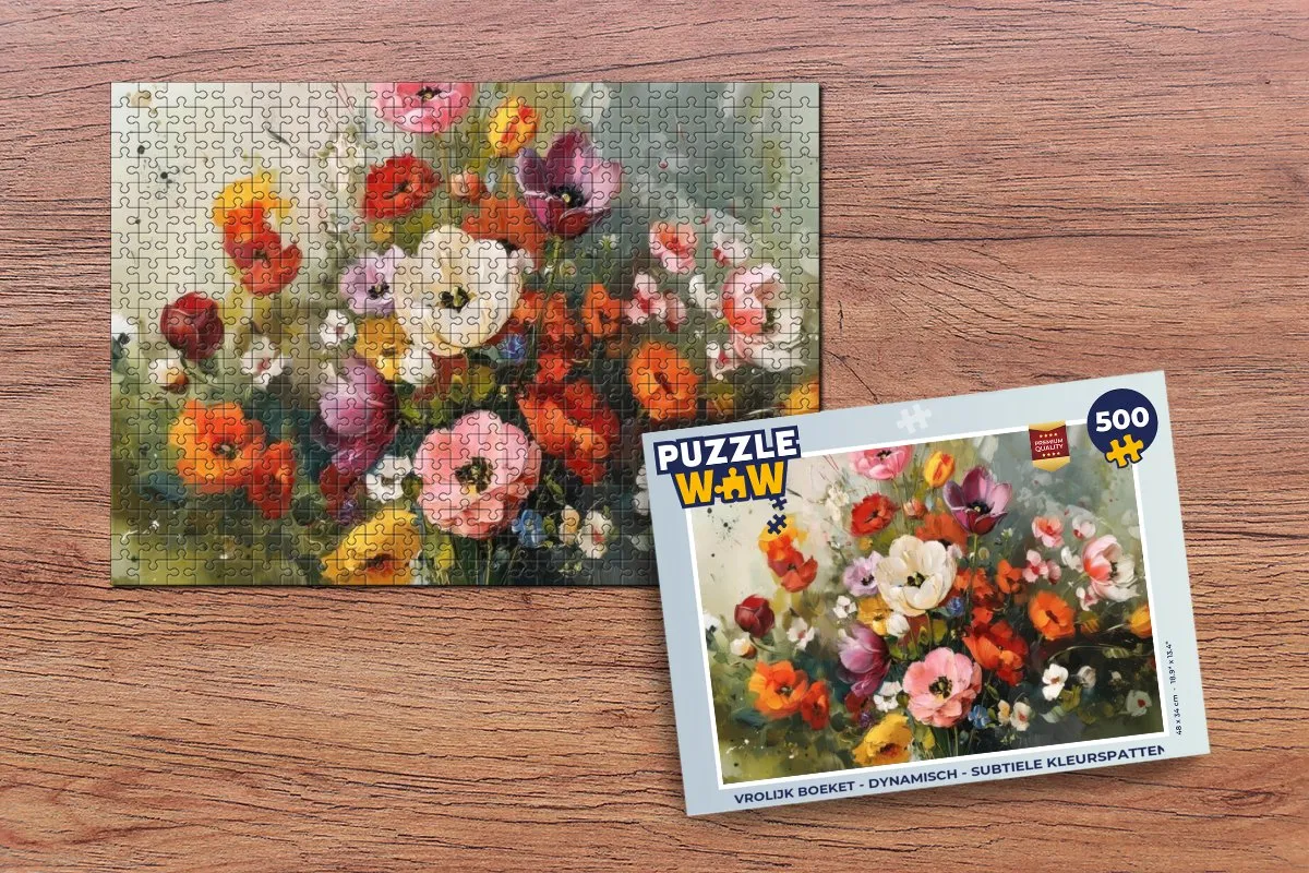 PuzzleWow Vrolijk Boeket Legpuzzel 500 Stuks - Bloemen