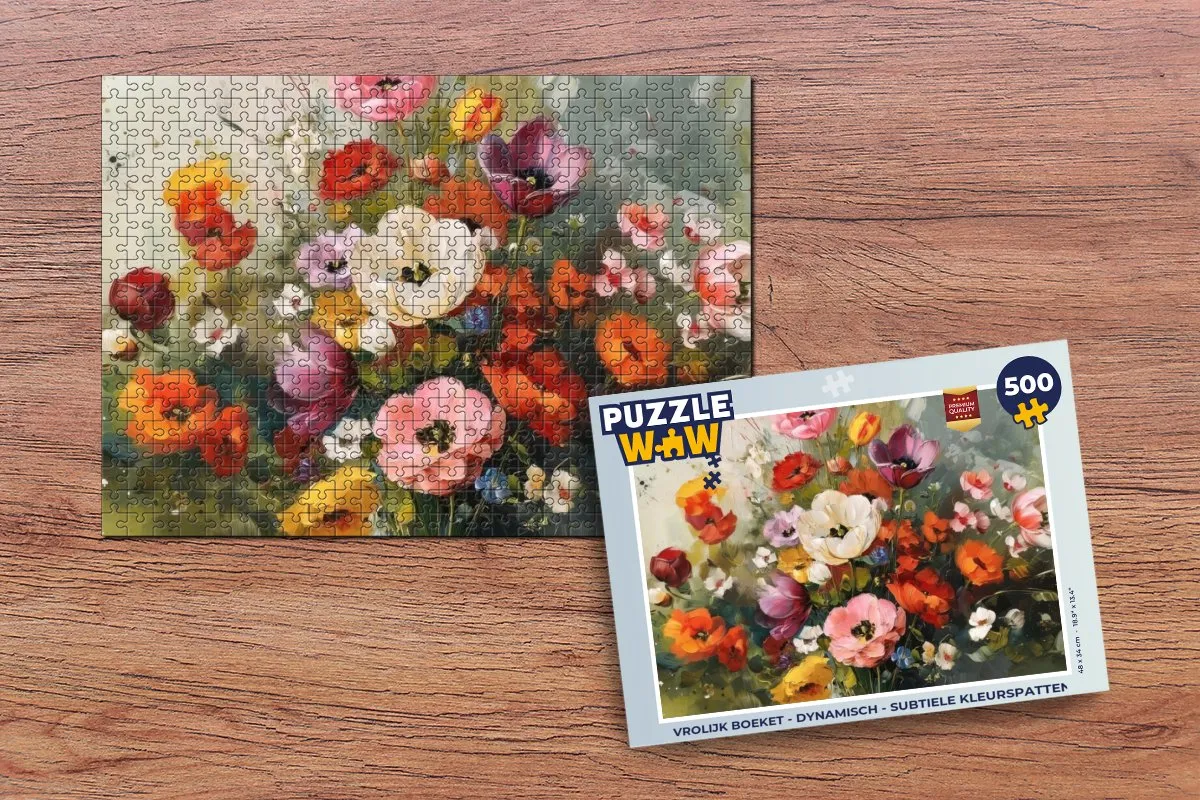 PuzzleWow Vrolijk Boeket Legpuzzel 500 Stuks - Bloemen