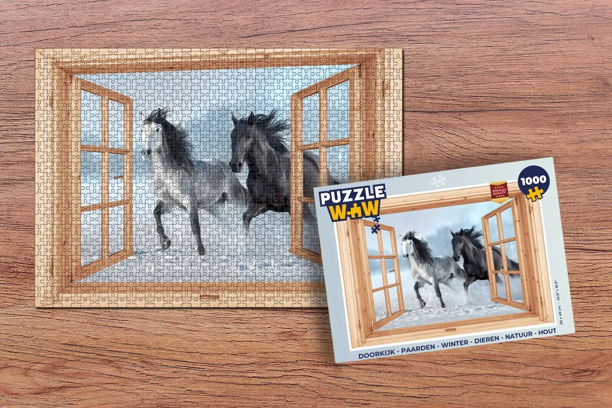 PuzzleWow Paarden Winter Natuur Legpuzzel 1000 Stuks