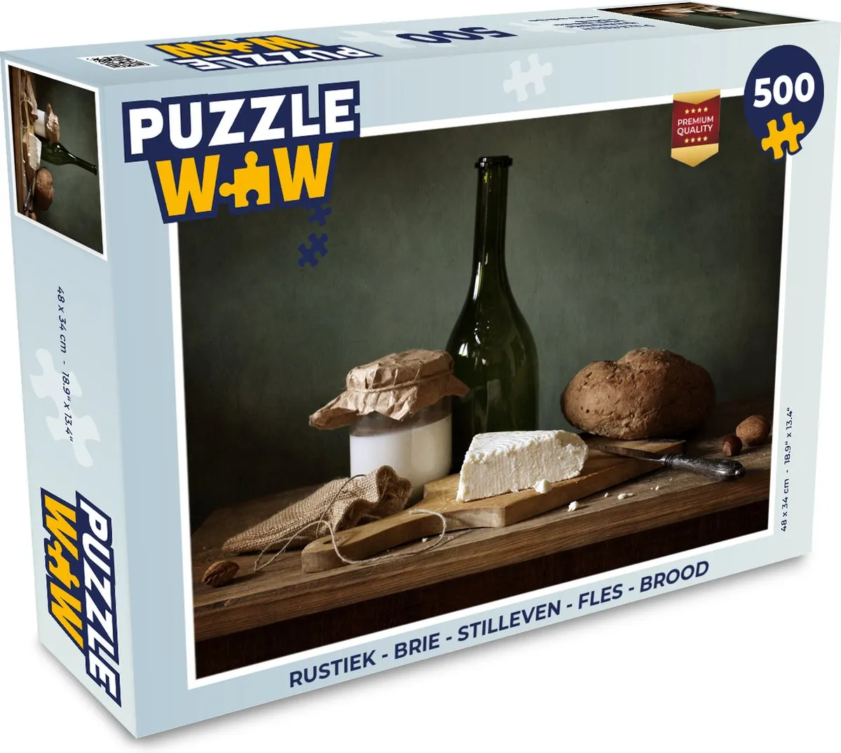 PuzzleWow Rustiek Brie Stilleven Legpuzzel 500 Stuks - Multicolor
