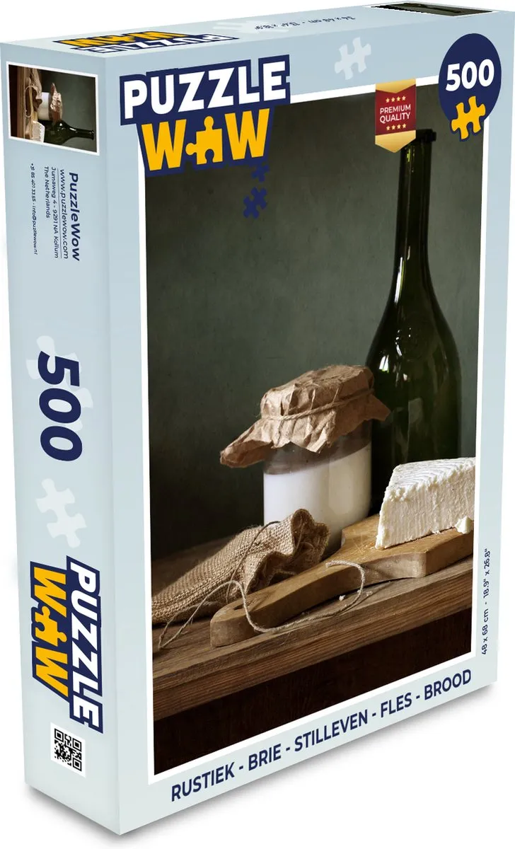 PuzzleWow Rustiek Brie Stilleven Legpuzzel 500 Stuks - Multicolor