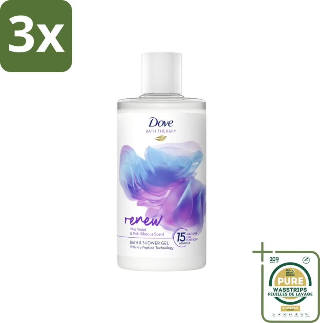 3 x Dove Bath Therapy Renew Badschuim & Douchgel 400 ml