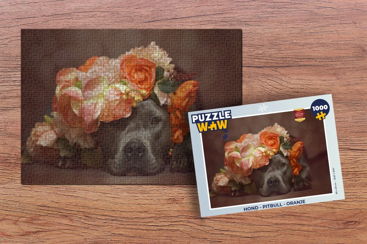 PuzzleWow Pitbull Legpuzzel 1000 Stuks - Multicolor