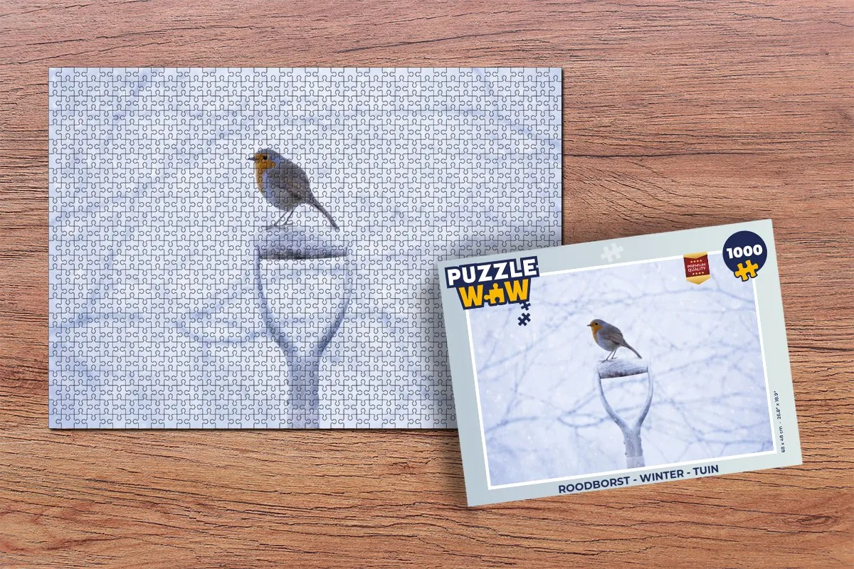 PuzzleWow Roodborst Winter Legpuzzel 1000 Stuks - Multicolor