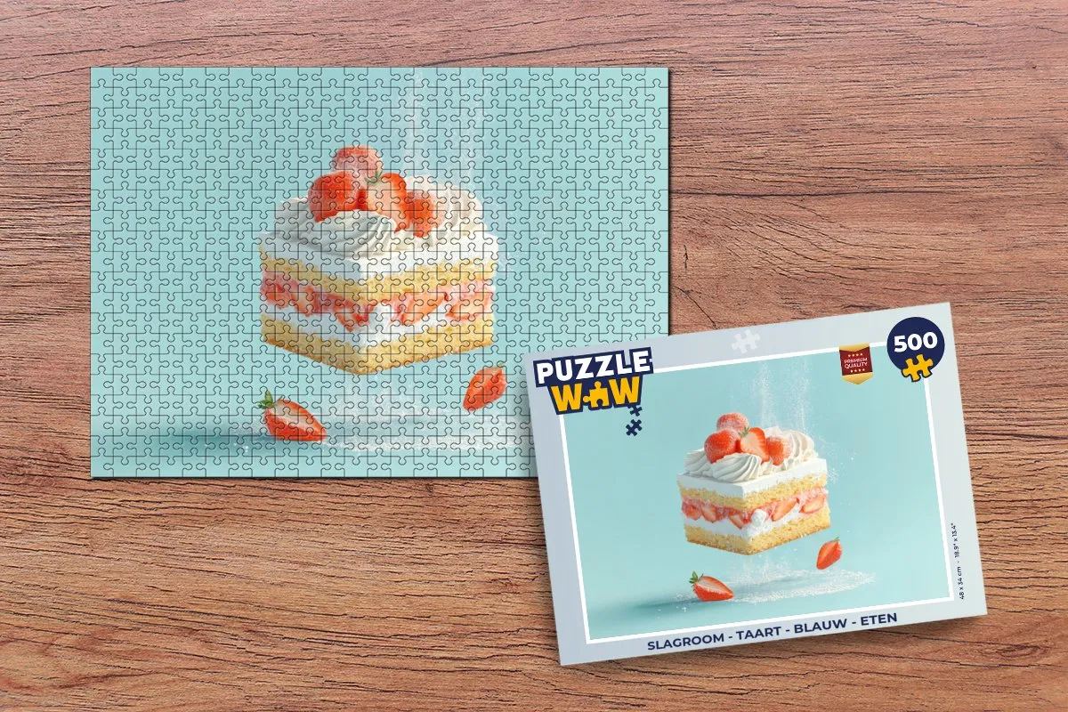 PuzzleWow Slagroom Taart Legpuzzel 500 Stuks - Blauw