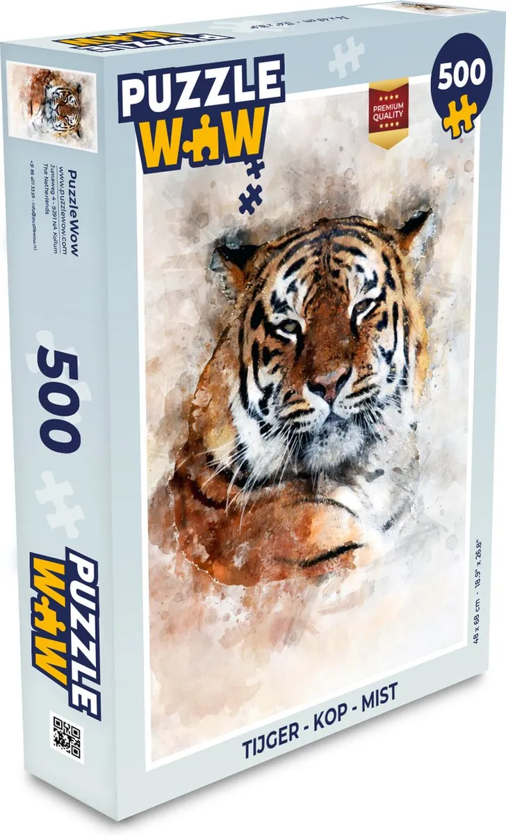 PuzzleWow Tijger Kop Mist Legpuzzel 500 Stuks