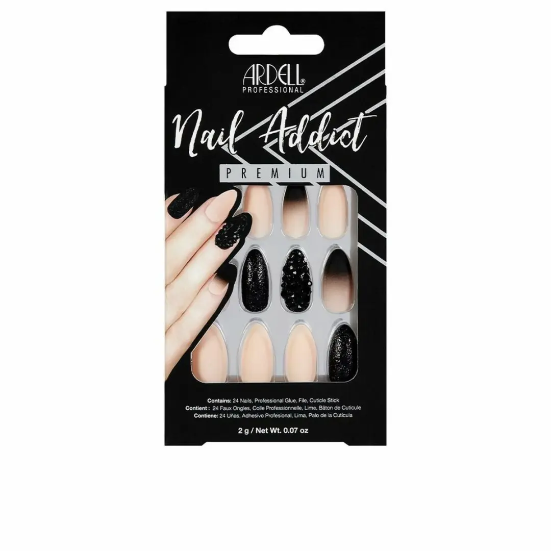 Ardell Nail Addict Black Stud & Pink Ombre Kunstnagels - 24 Stuks - afbeelding 2 van 4
