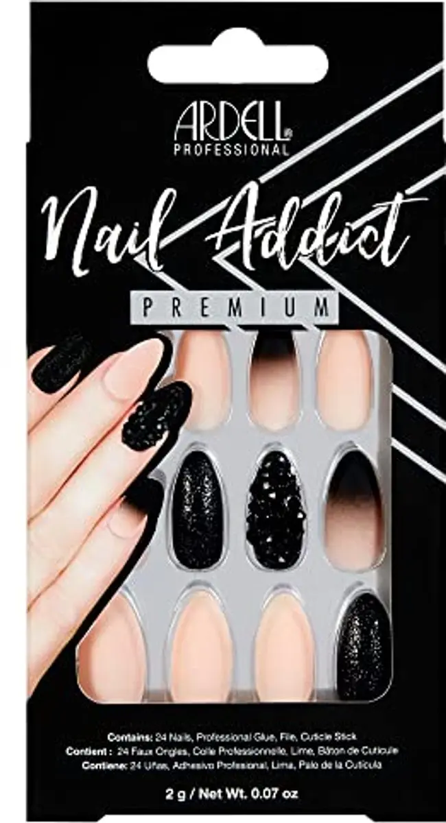Ardell Nail Addict Black Stud & Pink Ombre Kunstnagels - 24 Stuks - afbeelding 3 van 4