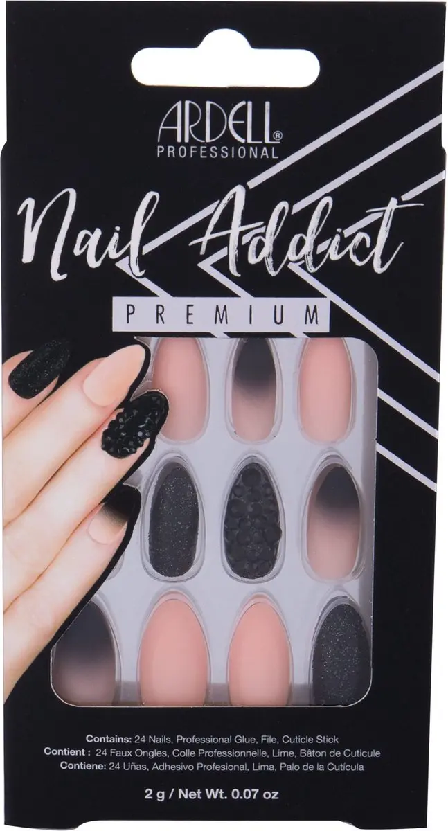 Ardell Nail Addict Black Stud & Pink Ombre Kunstnagels