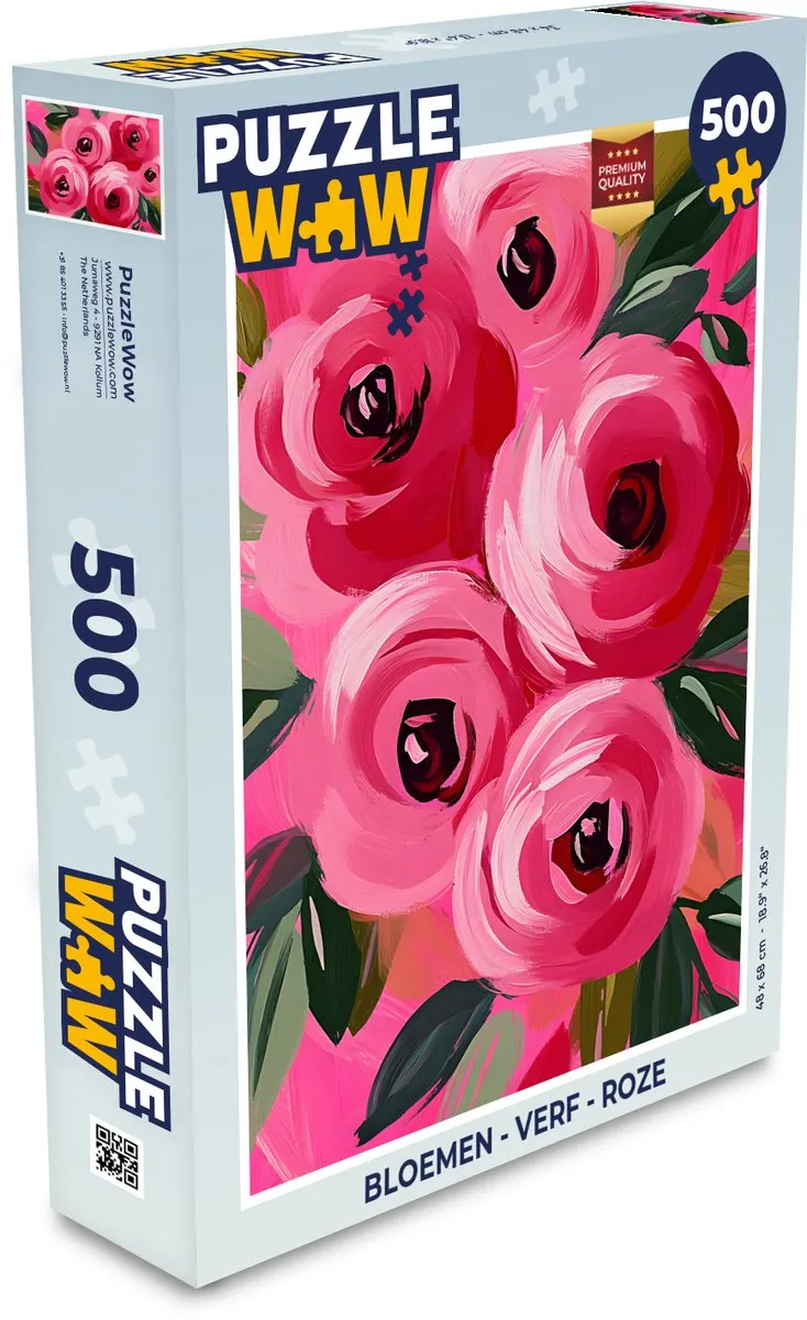 PuzzleWow Roze Bloemen Legpuzzel 500 Stuks