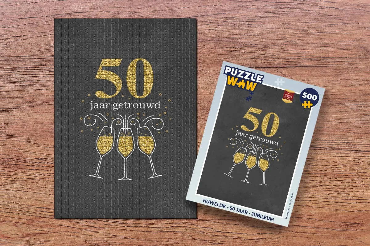 PuzzleWow 50 Jaar Huwelijk Legpuzzel 500 Stuks - Multicolor