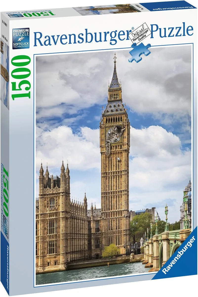 Ravensburger Grappige Kat op de Big Ben Legpuzzel 1500 Stuks - 160099