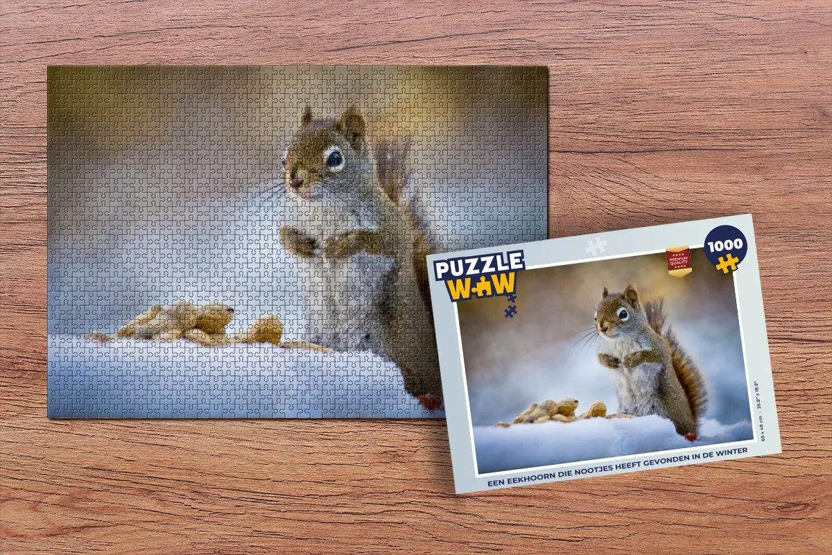 PuzzleWow Eekhoorn Noten Winter Legpuzzel 1000 Stuks - Multicolor