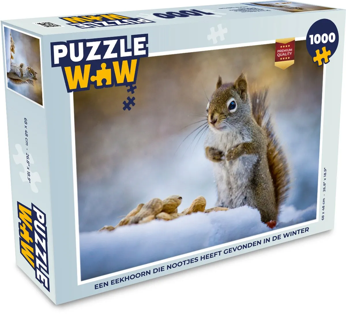 PuzzleWow Eekhoorn Noten Winter Legpuzzel 1000 Stuks - Multicolor