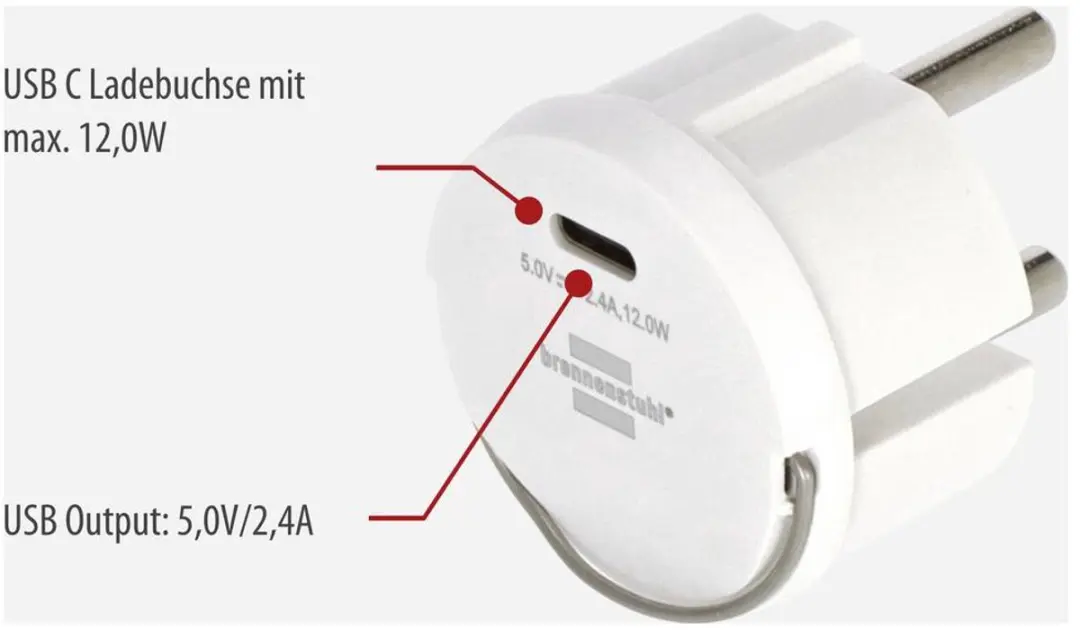 Brennenstuhl 1508110010 USB-C Adapter 2,4A - Wit - afbeelding 6 van 6