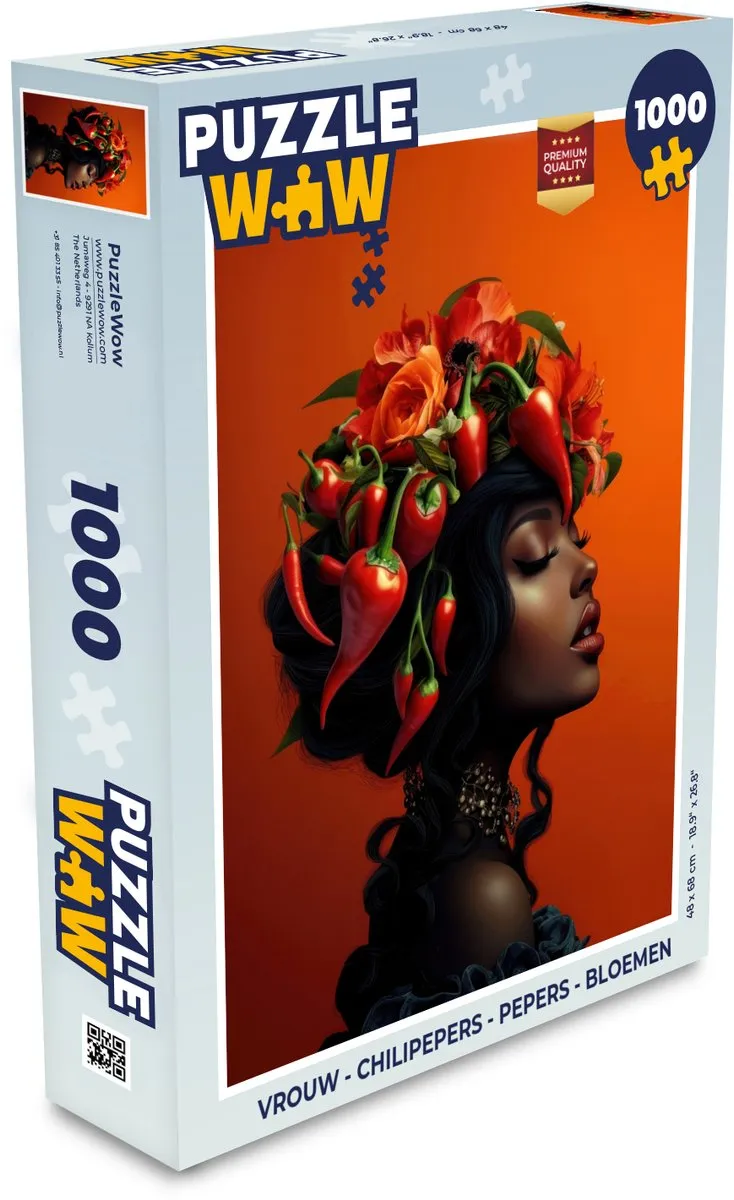 PuzzleWow Chilipepers Legpuzzel 1000 Stuks - Vrouw