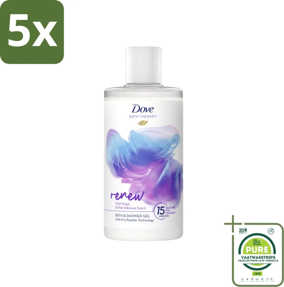5 x Dove Bath Therapy Renew Badschuim & Douchgel 400 ml