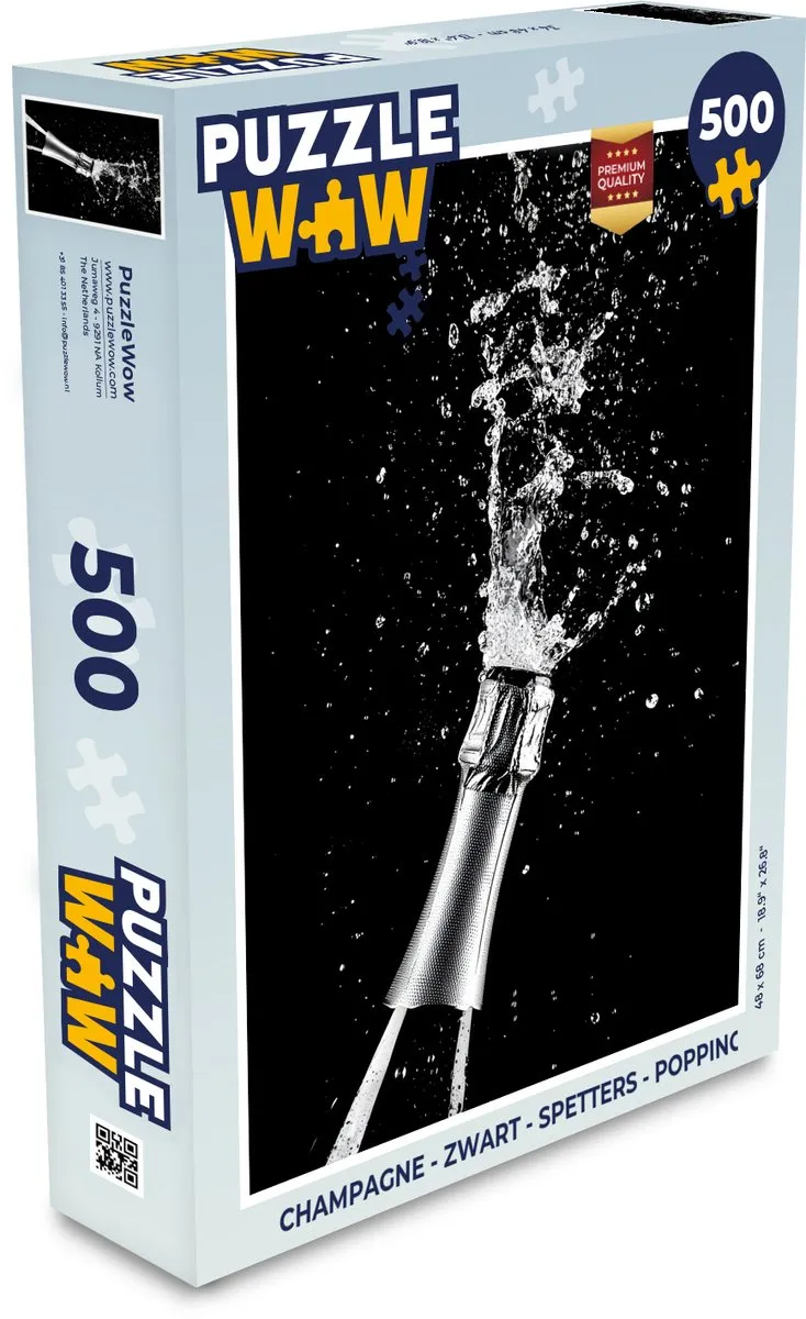 PuzzleWow Proost Champagne Zwart Legpuzzel 500 Stuks