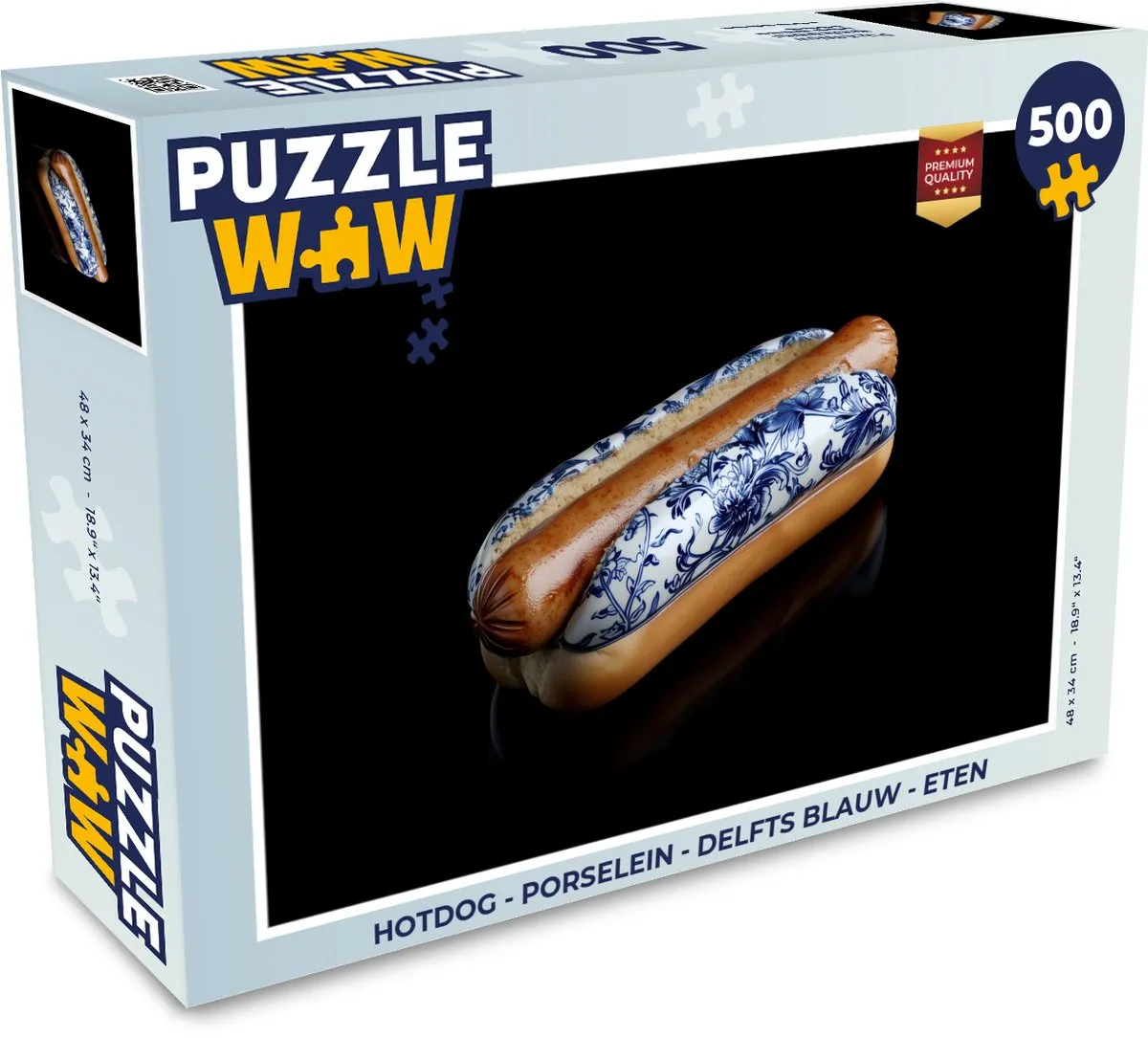 PuzzleWow Hotdog Legpuzzel 500 Stuks - Delfts Blauw