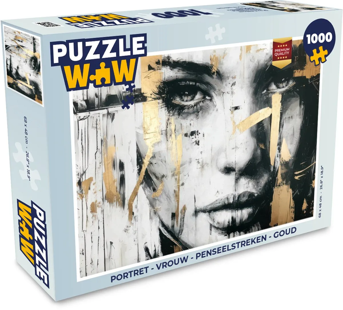 PuzzleWow Portret Penseelstreken Legpuzzel 1000 Stuks - Goud