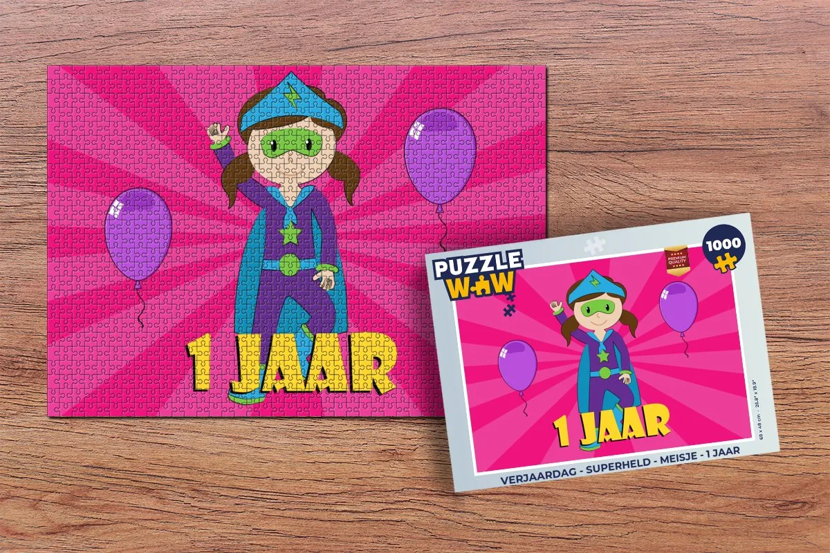 PuzzleWow Superheld Meisje Verjaardag Puzzel - 1000 Stuks - Multicolor
