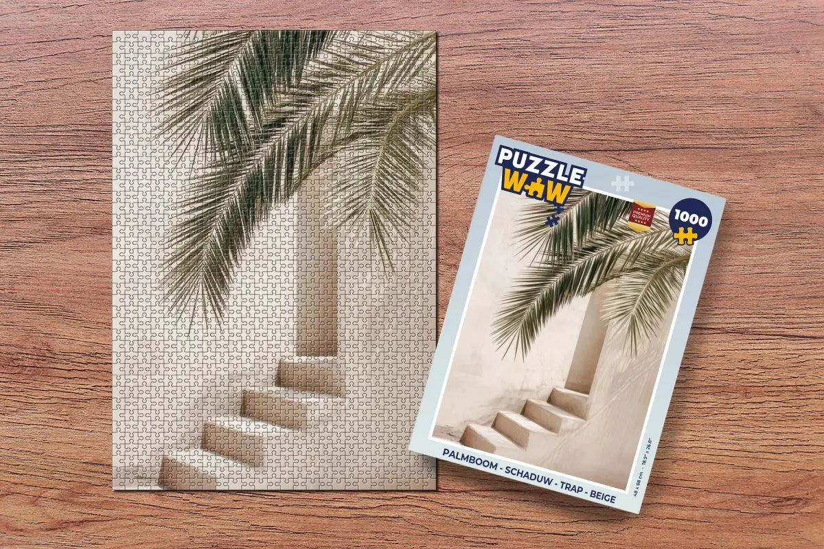 PuzzleWow Palmboom - Trap Legpuzzel 1000 Stuks - Beige