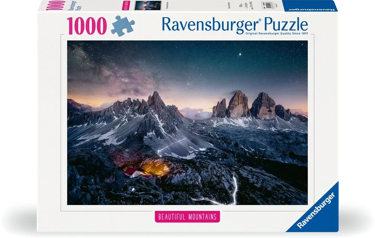 Ravensburger Drei Zinnen Dolomiten Puzzle 1000 - 1000 Stuks - Rood - afbeelding 2 van 3