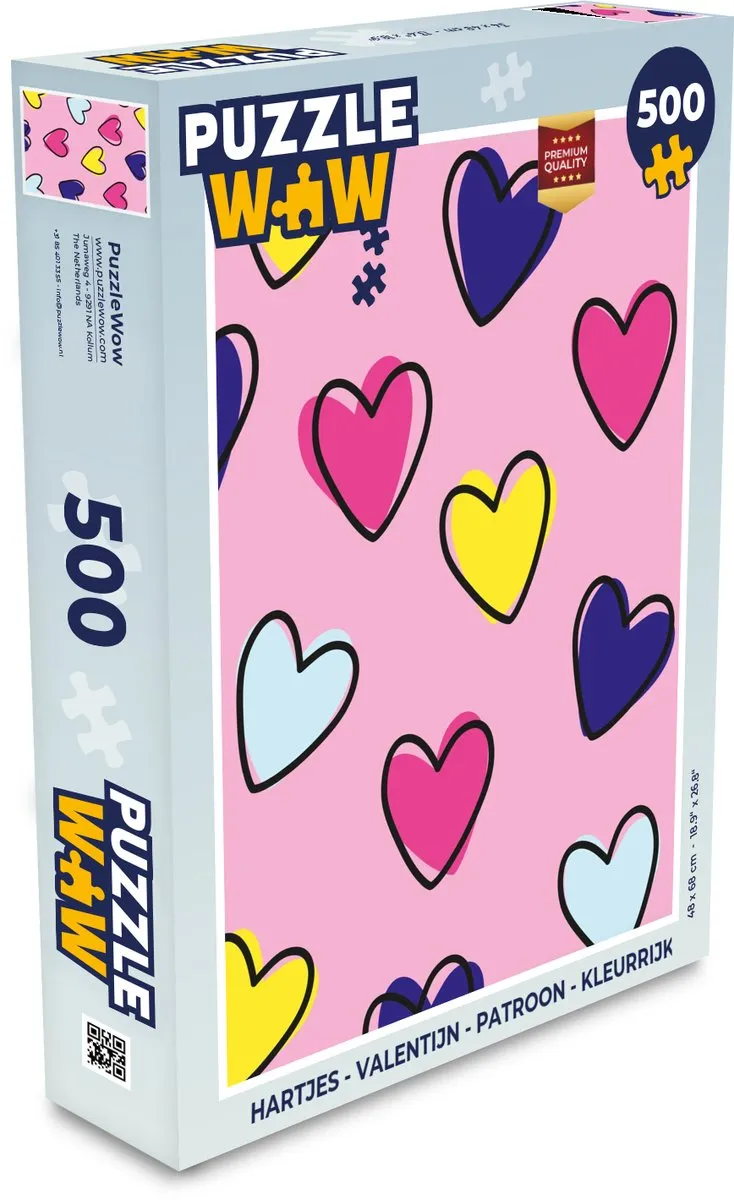 PuzzleWow Hartjes Puzzel 500 Stuks - Kleurrijk