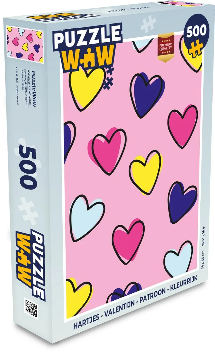 PuzzleWow Hartjes Puzzel 500 Stuks - Kleurrijk
