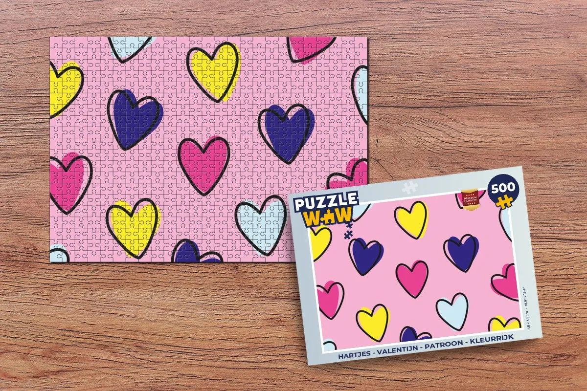 PuzzleWow Hartjes Puzzel 500 Stuks - Kleurrijk