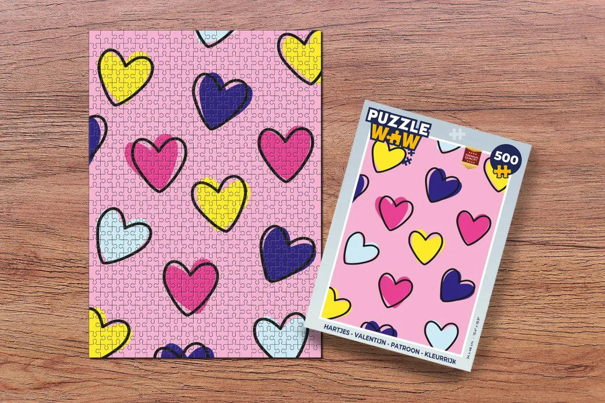 PuzzleWow Hartjes Puzzel 500 Stuks - Kleurrijk