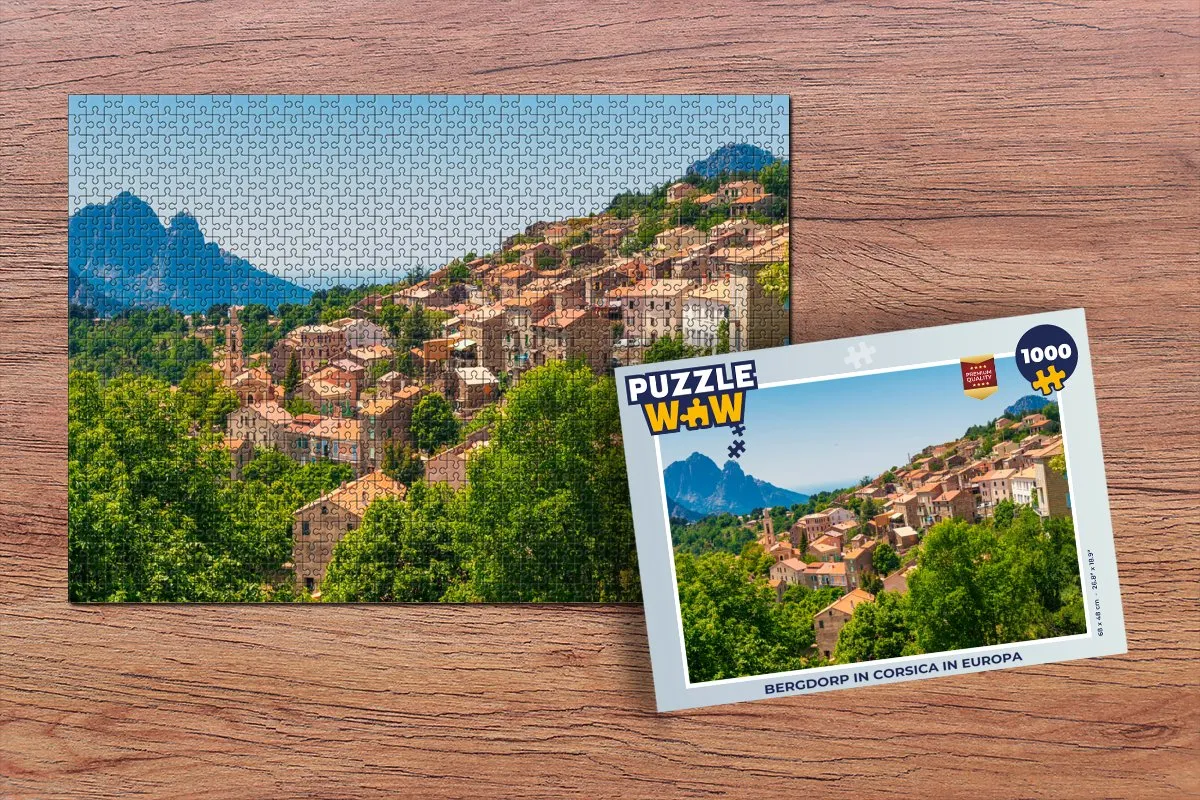PuzzleWow Bergdorp in Corsica Legpuzzel 1000 Stuks - Multicolor