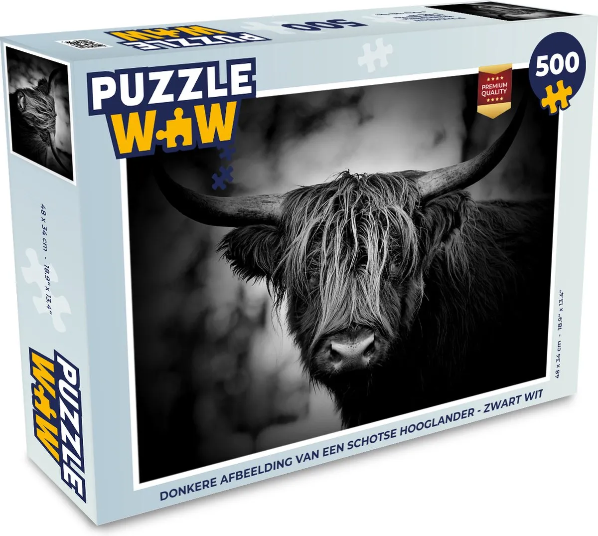 PuzzleWow Schotse Hooglander Legpuzzel 500 Stuks - Multicolor